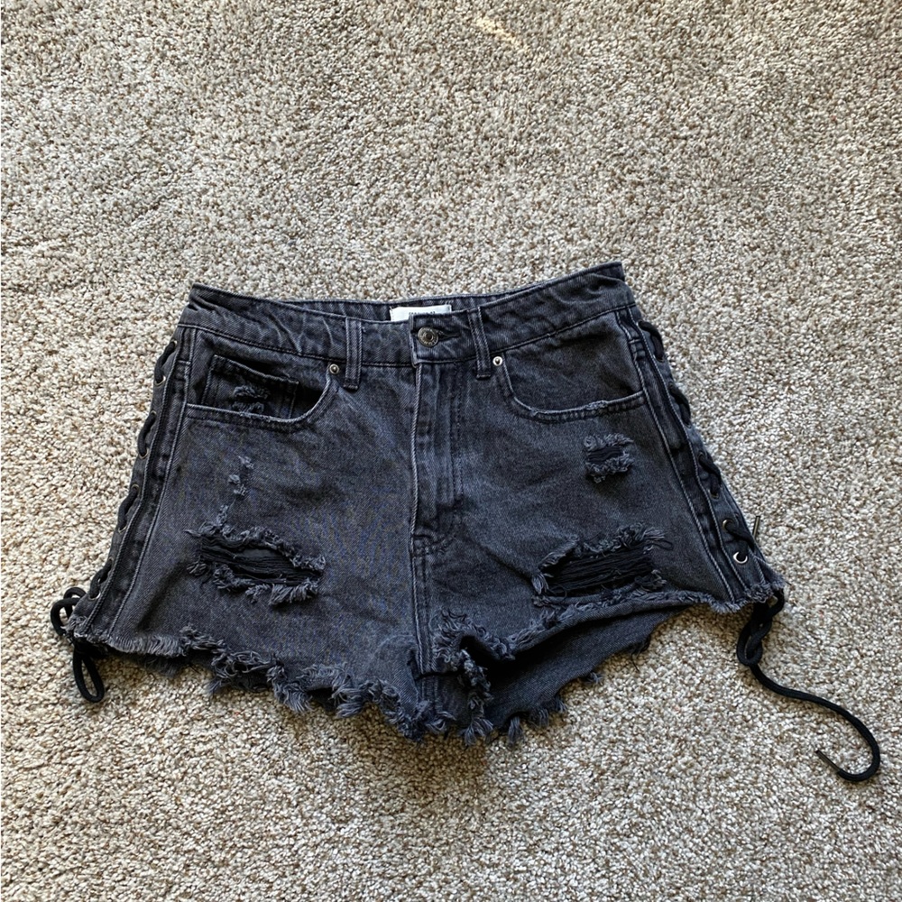Forever 21 Black Demin Shorts with Braided Sides